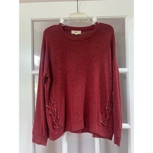 Pinque Red Side Lace Sweater